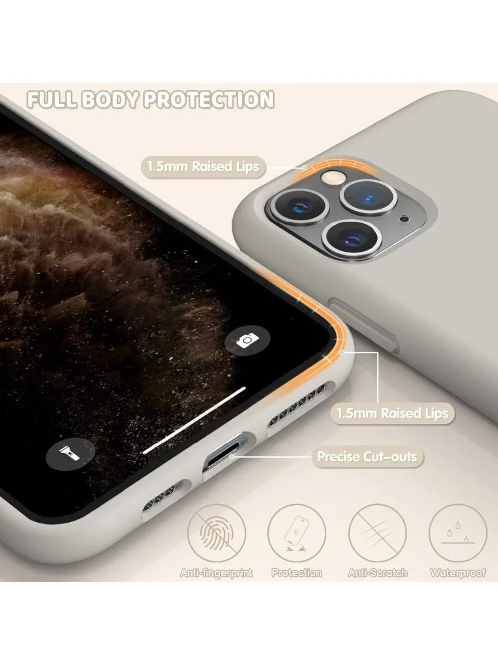 Liquid Silicone iPhone 11 Case‎ – Stone Gray, Soft Microfiber Lining, Slim Cover